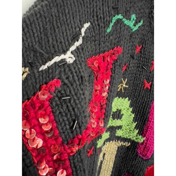 Vintage Tiara Sweater 1999 2000 Millennium Novelty Sweater Beaded Sequins Large - Picture 3 of 8